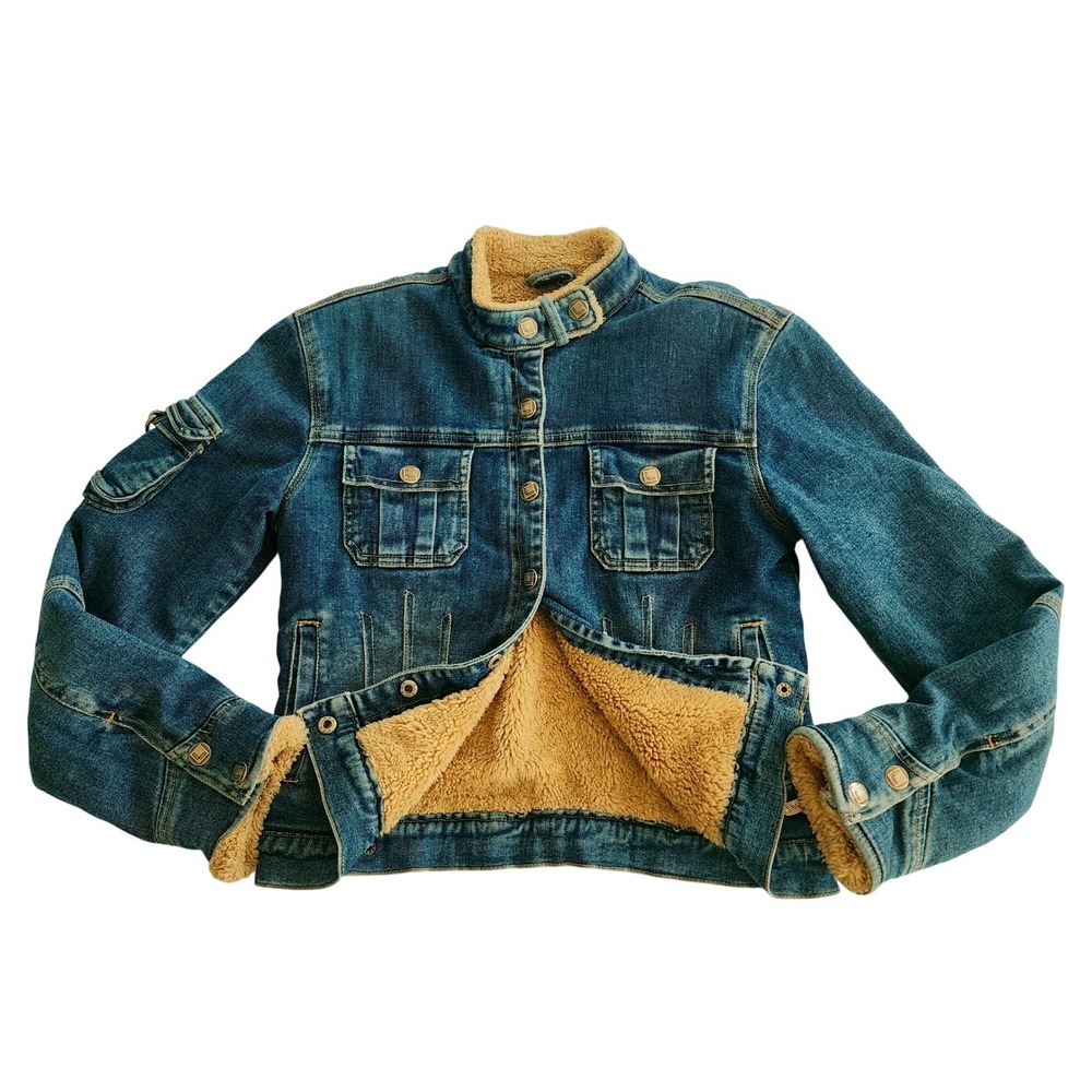 Logik Sherpa Lined Denim‎ Moto Jacket Sz. XS Biker Urban Transitional Layer